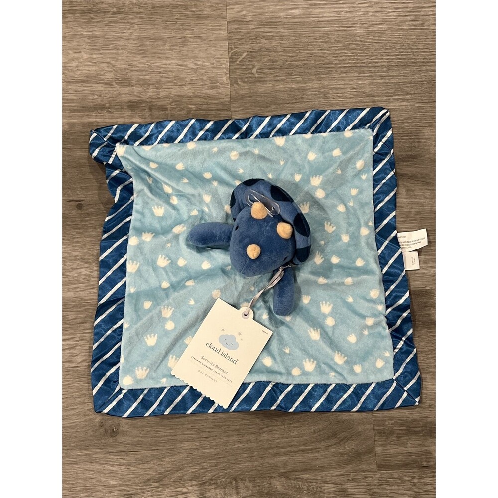 Cloud Island Dino Baby Lovey Blanket Dinosaur Triceratops Satin Trim Lig…